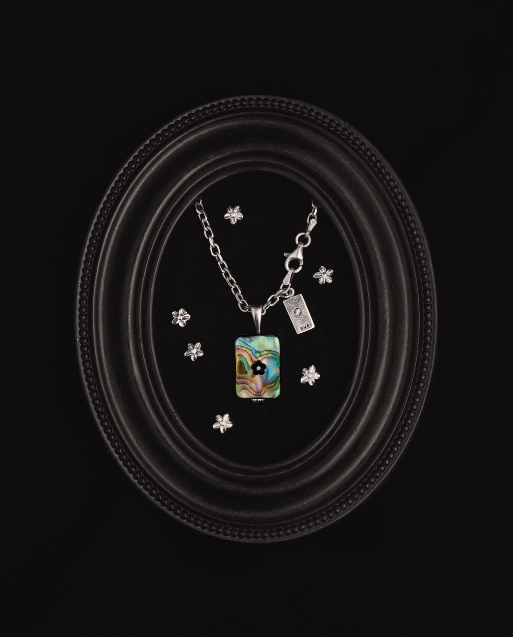 Engraved Flower Abalone Chain