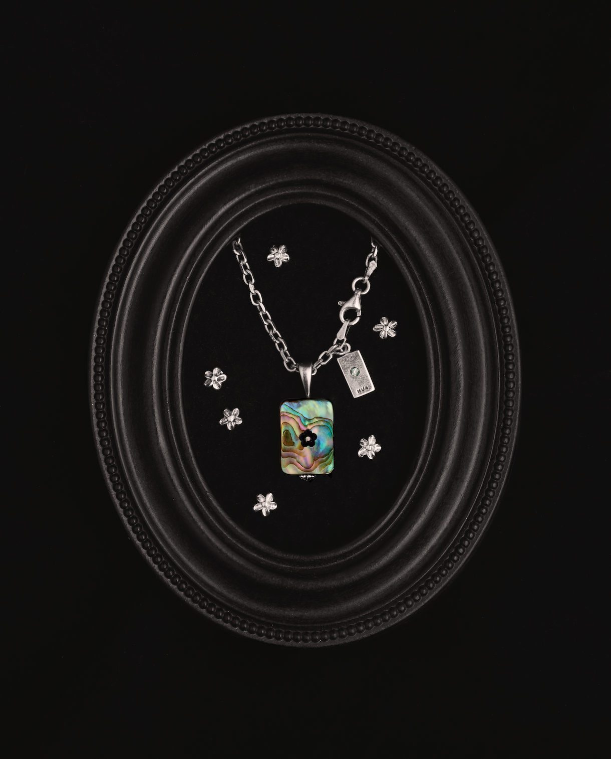 Engraved Flower Abalone Chain