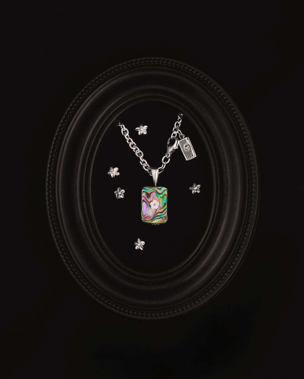 Engraved Flower Abalone Chain