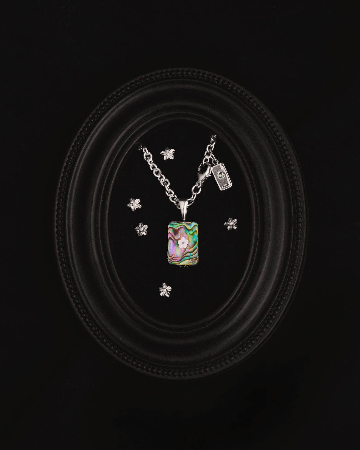 Engraved Flower Abalone Chain