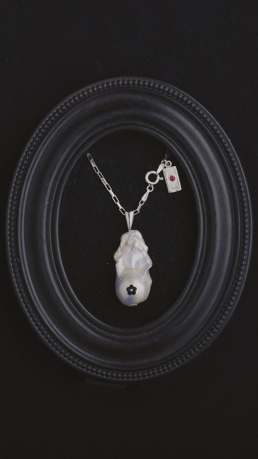 Engraved Flower Barque Pearl Pendant